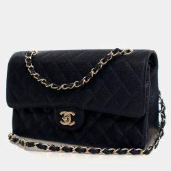 Pre Owned Chanel Vintage Medium Caviar Classic Double Flap Bag