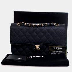 Pre Owned Chanel Vintage Medium Caviar Classic Double Flap Bag