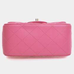 Pre Owned Chanel Mini Lambskin Square Classic Flap Bag