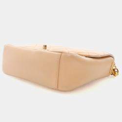 Pre Owned Chanel Beige Lambskin CC Coin Chain Flap Bag