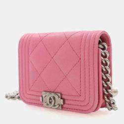 Pre Owned Chanel Mini Pink Caviar Boy Belt Bag