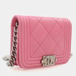 Pre Owned Chanel Mini Pink Caviar Boy Belt Bag