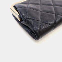 Pre Owned Chanel Glazed Calfskin Frame Clutch On Chain