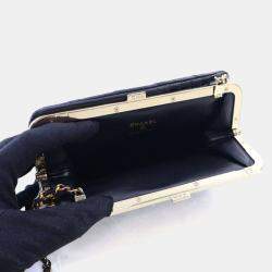 Pre Owned Chanel Glazed Calfskin Frame Clutch On Chain