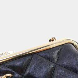 Pre Owned Chanel Glazed Calfskin Frame Clutch On Chain