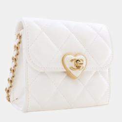 Pre Owned Chanel Mini Lambskin CC Enamel Heart Crossbody Bag
