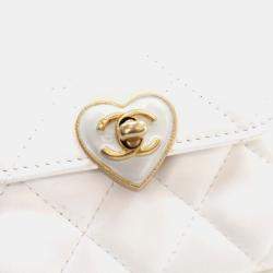 Pre Owned Chanel Mini Lambskin CC Enamel Heart Crossbody Bag