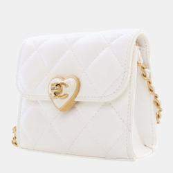 Pre Owned Chanel Mini Lambskin CC Enamel Heart Crossbody Bag