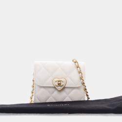 Pre Owned Chanel Mini Lambskin CC Enamel Heart Crossbody Bag