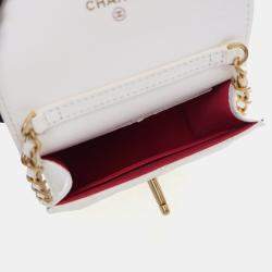 Pre Owned Chanel Mini Lambskin CC Enamel Heart Crossbody Bag