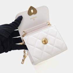 Pre Owned Chanel Mini Lambskin CC Enamel Heart Crossbody Bag