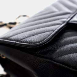 Pre Owned Chanel Mini Caviar Chevron Square Classic Flap Bag