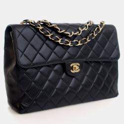 Pre Owned Chanel Vintage Jumbo Lambskin Classic Single Flap Bag