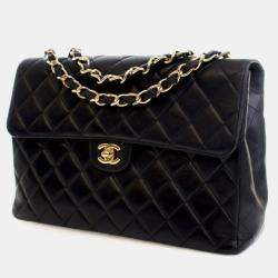 Pre Owned Chanel Vintage Jumbo Lambskin Classic Single Flap Bag