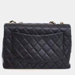 Pre Owned Chanel Vintage Jumbo Lambskin Classic Single Flap Bag