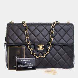 Pre Owned Chanel Vintage Jumbo Lambskin Classic Single Flap Bag