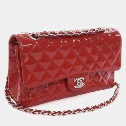 Pre Owned Chanel Medium Patent Classic Double Flap Bag