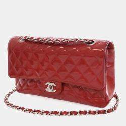 Pre Owned Chanel Medium Patent Classic Double Flap Bag