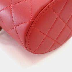 Pre Owned Chanel Coral Lambskin Resin Elegant Chain Vanity Case