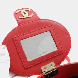 Pre Owned Chanel Coral Lambskin Resin Elegant Chain Vanity Case