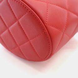 Pre Owned Chanel Coral Lambskin Resin Elegant Chain Vanity Case