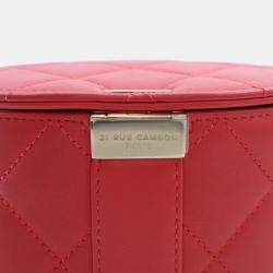 Pre Owned Chanel Coral Lambskin Resin Elegant Chain Vanity Case