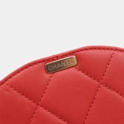 Pre Owned Chanel Coral Lambskin Resin Elegant Chain Vanity Case