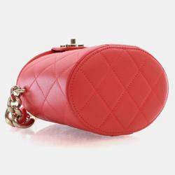Pre Owned Chanel Coral Lambskin Resin Elegant Chain Vanity Case
