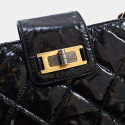 Pre Owned Chanel Glazed Crackled Black Calfskin Reissue Tote