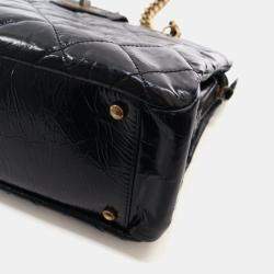 Pre Owned Chanel Glazed Crackled Black Calfskin Reissue Tote