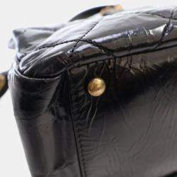 Pre Owned Chanel Glazed Crackled Black Calfskin Reissue Tote