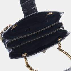 Pre Owned Chanel Glazed Crackled Black Calfskin Reissue Tote