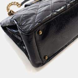 Pre Owned Chanel Glazed Crackled Black Calfskin Reissue Tote