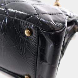 Pre Owned Chanel Glazed Crackled Black Calfskin Reissue Tote