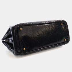 Pre Owned Chanel Glazed Crackled Black Calfskin Reissue Tote