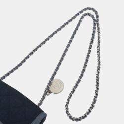 Pre Owned Chanel Blue Mini Square Bicolor Quilted Denim Medallion Flap
