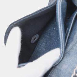Pre Owned Chanel Blue Mini Square Bicolor Quilted Denim Medallion Flap