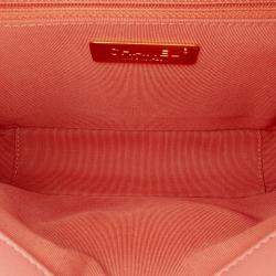 Pre Owned Chanel Pink Quilted Lambskin Chain Infinity Top Handle Bag