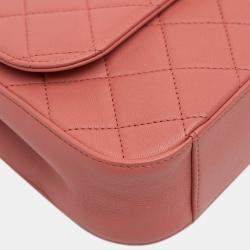 Pre Owned Chanel Pink Quilted Lambskin Chain Infinity Top Handle Bag