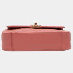 Pre Owned Chanel Pink Quilted Lambskin Chain Infinity Top Handle Bag
