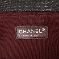 Pre Owned Chanel Grey Old Medium Quilted Denim Boy Flap