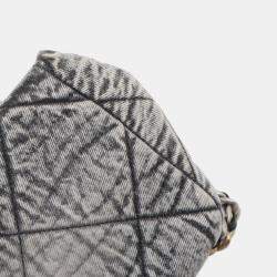 Pre Owned Chanel Grey Large Quilted Washed Denim 19 Flap