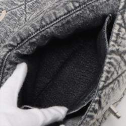 Pre Owned Chanel Grey Large Quilted Washed Denim 19 Flap