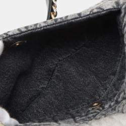 Pre Owned Chanel Grey Large Quilted Washed Denim 19 Flap