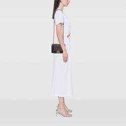 Pre Owned Chanel Blue Small Quilted Denim and Tweed Boy Flap