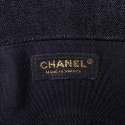 Pre Owned Chanel Blue Small Quilted Denim and Tweed Boy Flap