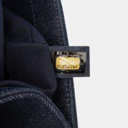 Pre Owned Chanel Blue Small Quilted Denim and Tweed Boy Flap