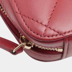 Pre Owned Chanel Red CC Quilted Lambskin Zip Phone Case