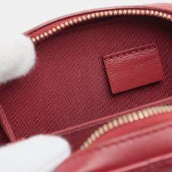 Pre Owned Chanel Red CC Quilted Lambskin Zip Phone Case