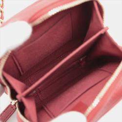 Pre Owned Chanel Red CC Quilted Lambskin Zip Phone Case